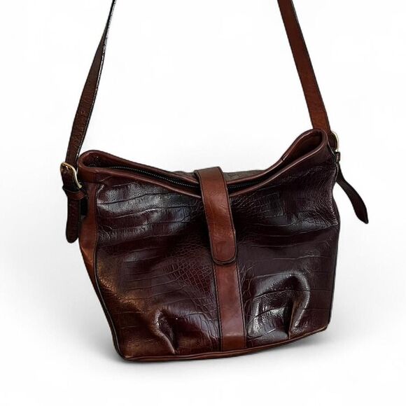 Earth Bags Genuine Brown Leather Shoulder Bag - Picture 1 of 8